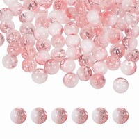 100 Stk Crackle Glasperlen FüR Schmuckherstellung 10Mm Runde Perlen Pink