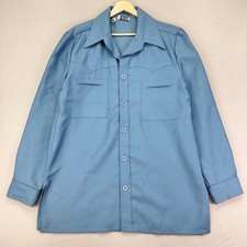 Vintage 70s Shirt Jacket Mens XLT Blue Big Tall Western Rodeo Cowboy Retro