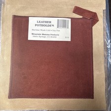 Mountain Mamma Products Leather Potholders Burgundy Tan Set Of 2 Made In USA