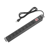 19" 1U Rack Mount PDU Power Strips 6 or 8 Outlet Mountable Power Strip, Wall 