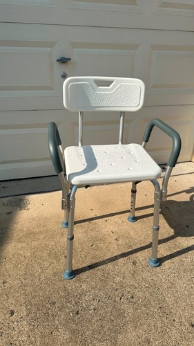 Drive Medical Knock-Down Bath Bench with Back & Padded Arms - Adjustable Height