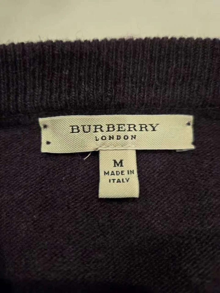 Burberry London мужской v-образным вырезом свитер M фиолетовый Argyle 100% шерсти мериноса Италии - Изображение 2 из 4