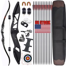 56" 30-50 Archery Set Metal Riser Takedown Recurve Bow RH Hunting Target Arrows