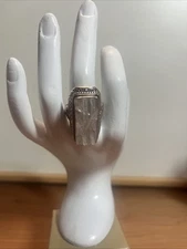 Sarda Bali Sterling Silver 925 Carved Mother Of Pearl Ring Size 10