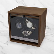 Scatola Carica Orologio Lusso 3 Slot - Rotore Automatico Silenzioso Legno/Carbonio Display LED