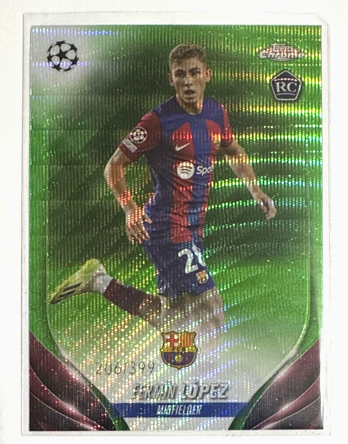 2023-24 Topps Chrome UCC FERMIN LOPEZ RC #38 Neon Green Wave Refractor /399