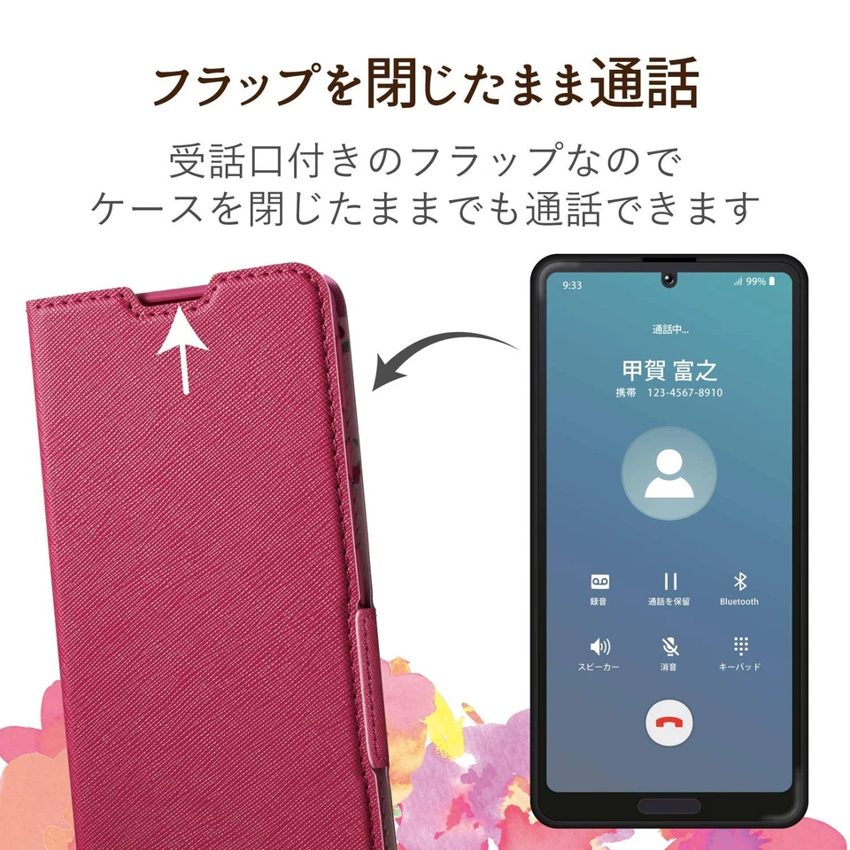 AQUOS sense5G/4/4 lite/4 Funda Básica Cuero Suave Fina con Imán Rosa Profundo Foto 4 de 4