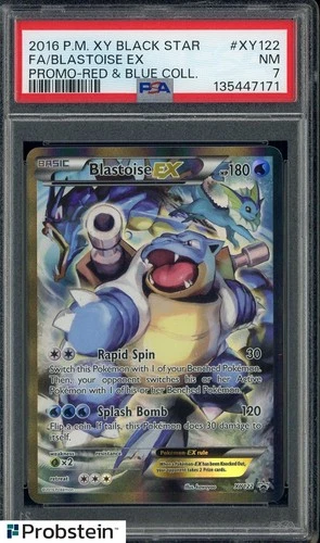2016 Pokemon XY Black Star Promo Red Blue Collection XY122 FA Blastoise EX PSA 7