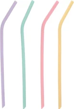 Extra-long 11.8-inch flexible silicone straws, reusable (4-pack, random color)