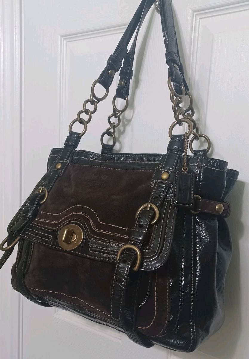 Rare* Coach Legacy Garcia Turnlock #12710 Satchel Brown Suede