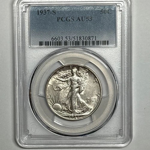 1937-S PCGS AU53 Certified Walking Liberty 50C 6603.53/51830871 ￼