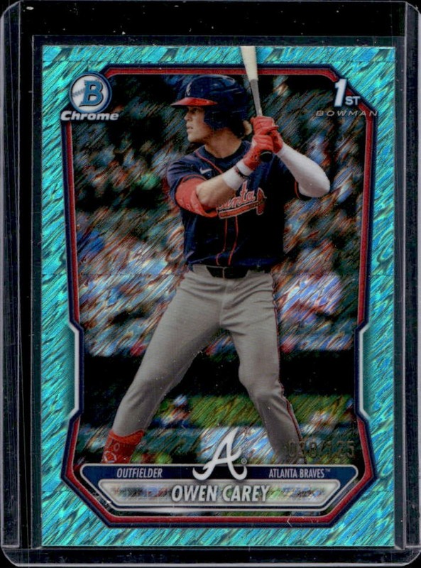2026 Bowman Owen Carey Chrome Aqua Shimmer Refractor 1st Prospect #/125 Braves