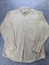 LL Bean Vintage Men's Yellow Checked Button Shirt Size 17” X Large (4299)