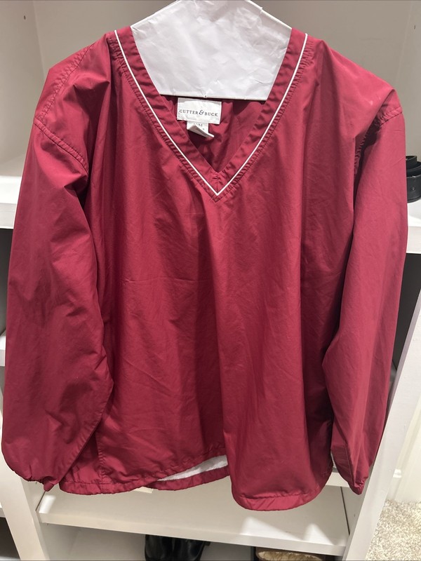 Cutter & Buck Women’s M/M Maroon Pullover V Neck Windbreaker Golf Jacket Y2K 90s