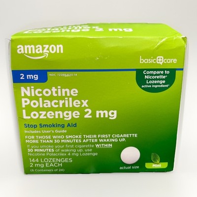 Amazon Basic Care Lozenge Nicotine Polacrilex 2 mg 144 Mint Lozenges Exp 05/2026
