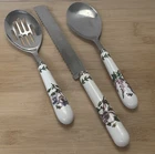 Portmeirion Botanic Garden 3pc Serving Set: Slotted Spoon, Serving Spoon, Knife