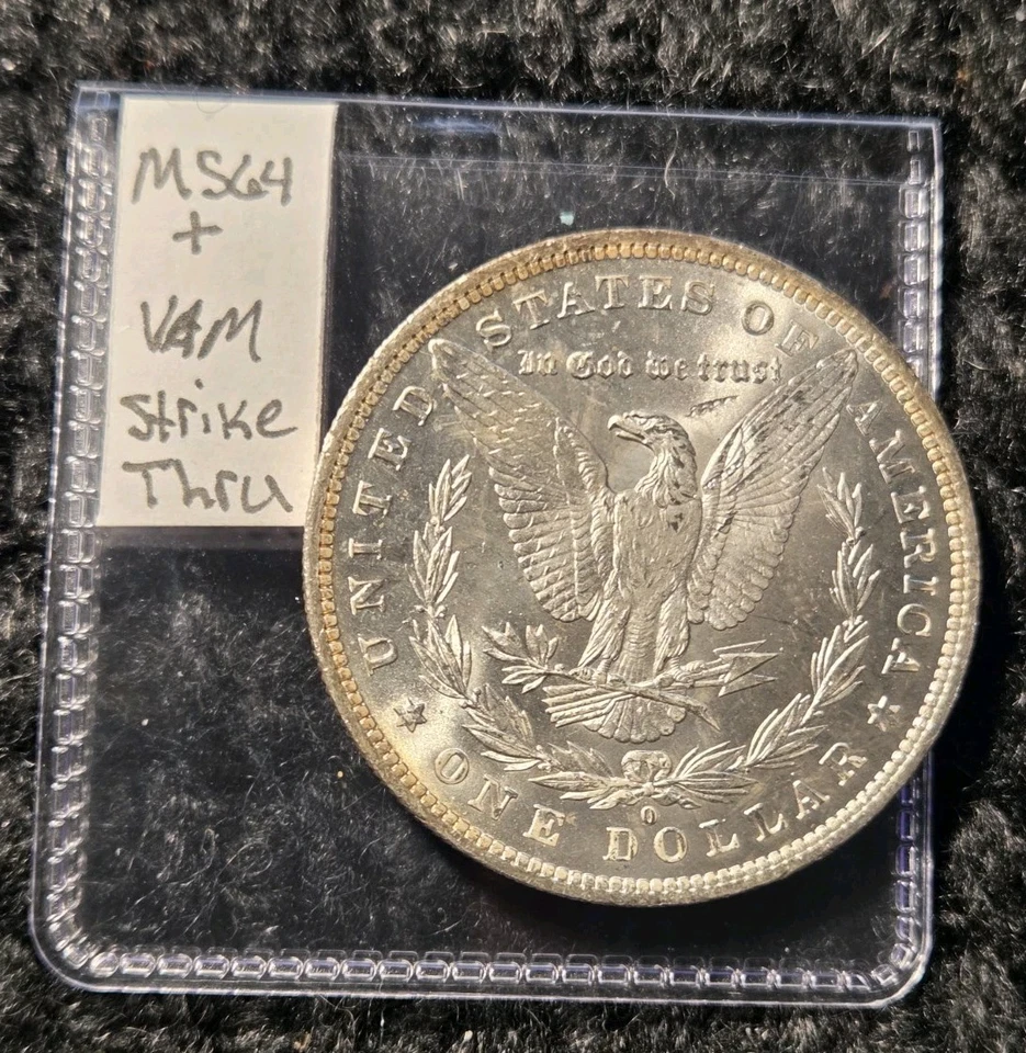 1884-O MORGAN MAJOR REVERSE STRUCK THRU/Die Clash  ERROR Silver Dollar Frosty  - Image 2 of 4