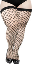 Plus Size Fishnet Stockings Stay up Lingerie Thigh High Stockings for Women Vale