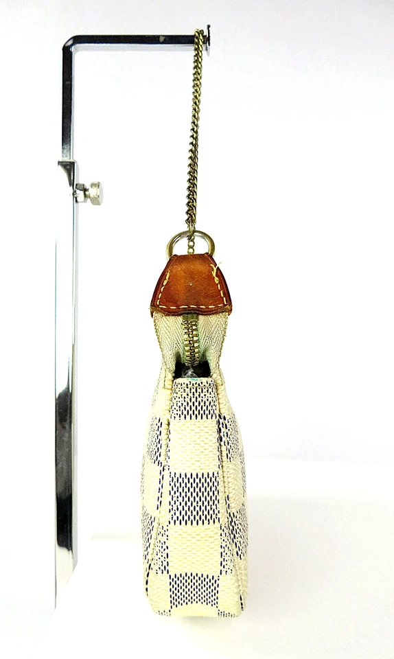 Auth LOUIS VUITTON Accessory Pochette MIni Damier Azur Hand Bag Purse #60785 - Image 4 of 4