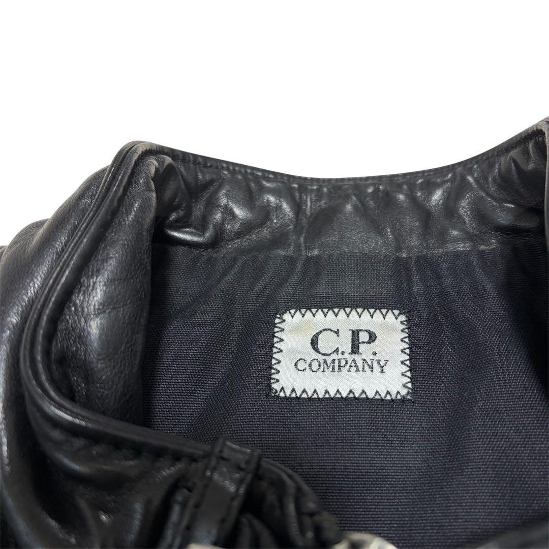 CP Company Leather Jacket Black D Pocket Vintage Size 50 Used thumbnail 3