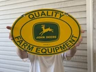 VINTAGE 1954 JOHN DEERE  QUALITY FARM EQUIPMENT  PORCELAIN SIGN   11"×16.5"