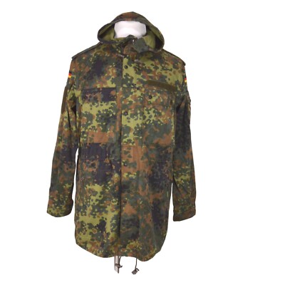 German Bundeswehr Flecktarn Camo Military Parka Jacket GR12 L Tall Hood Woodland