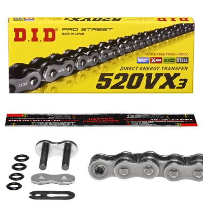 Kette DID 520 VX3 114 Glieder offen Clipschloß VX-3 STAHL X-Ring extra verstärkt