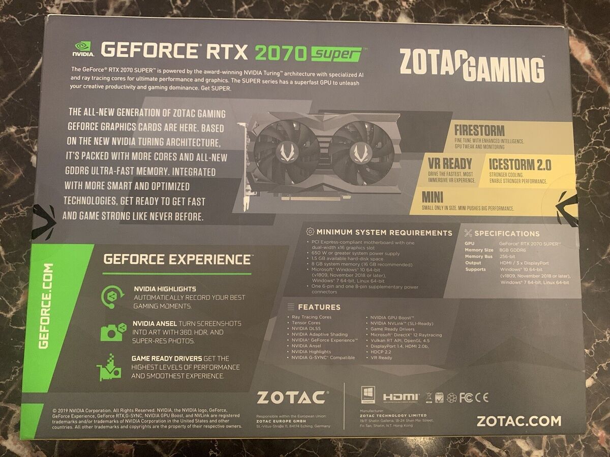 ZOTAC GAMING GeForce RTX 2070 SUPER MINI GDDR6 Graphics Card ZOTAC GAMING GeForce RTX 2070 SUPER MINI GDDR6 Graphics Card