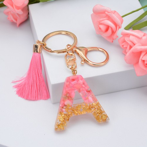 Harz Material Alphabet Schlüsselanhänger Glitzer Schlüsselring Buchstabe Keychain Taschenanhänger - Bild 13 von 38