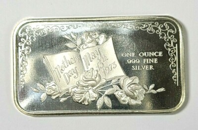 1973 Mothers Day .999 Fine Silver 1oz Art Bar | eBay