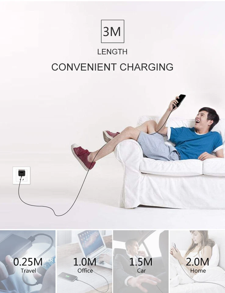 3-Pack Micro USB Nylon iPhone charger cable 6ft OEM and MFI certified for iPhone - Image 2 of 3