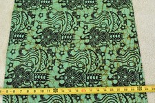 23" Long x 40" Wd, Vintage, Green Gold  Black Cotton Batik Cap, Ikban Mas,P5493