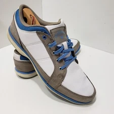 Callaway Women's 7 White Leather Blue Suede Golf Shoes SoftSpikes W677-16