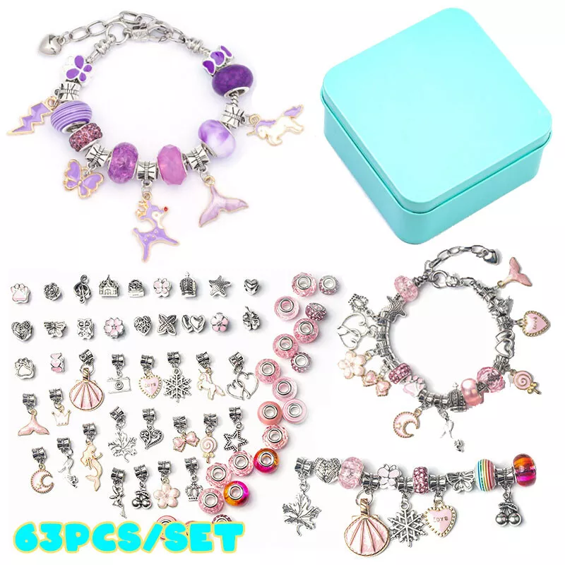 Charm Bracelet Making Kit, 112 Pcs DIY Jewelry Making Kit with Bracelet, Pendant,Beads,Charms and Necklace String for Bracelets Craft & Necklace  Making, for Teen Girl Gifts Ages 8-12Y - Walmart.com