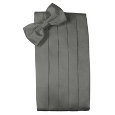Men's Charcoal Satin Bow Tie and Cummerbund Set