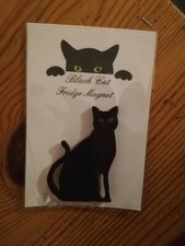Black Cat Fridge Magnet - 6 x 4 cm - Birthday Gift Stocking Filler