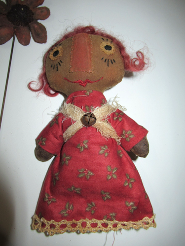 Nimble Fingers folk PRIMITIVE raggedy ann 6" & 9" doll artist signed - Picture 2 of 9