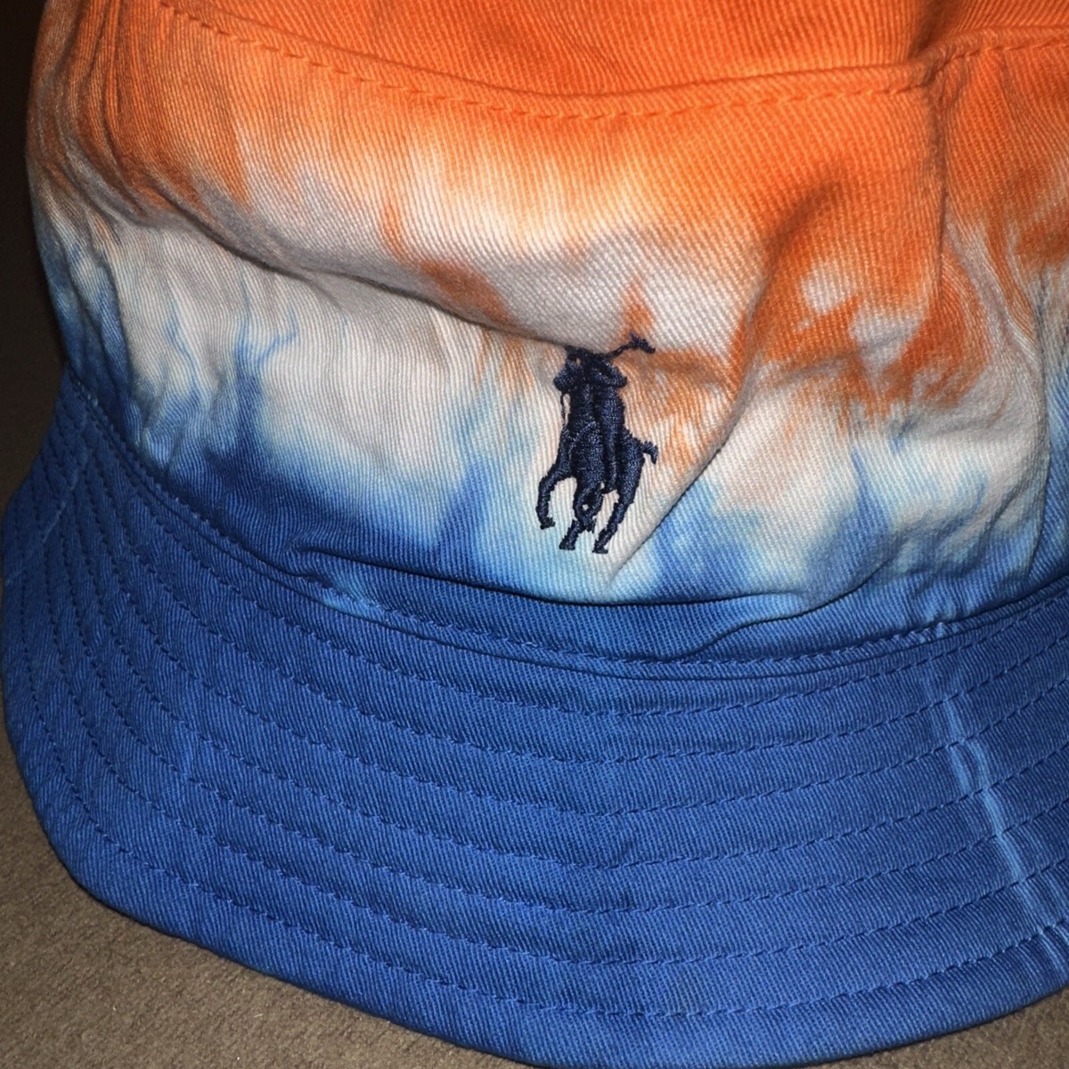 Polo Ralph Lauren Men's Tie Dye Bucket Hat Blue Orange White - S/M