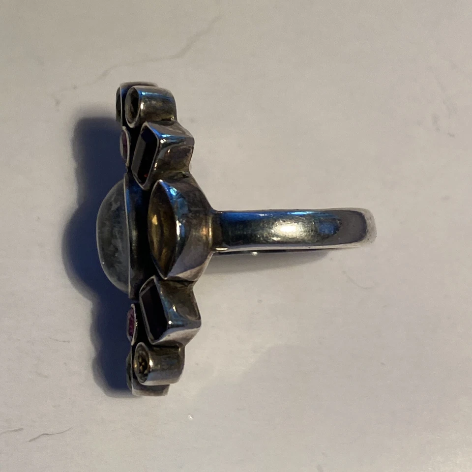 Anillo Nicky Butler Plata de Ley 925 Labradorita Piedra Lunar Peridoto Talla 8 Foto 3 de 4