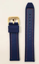 Original Bulova Model: 97B168 Blue Rubber 22mm Watch Band Strap with Gold Buckle