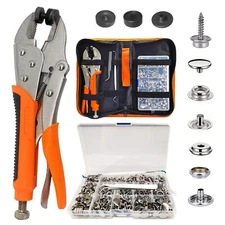 Snap Pliers for Metal Snaps, Heavy Duty Snap Fastener Tool Kit with 3 Dies& 6...