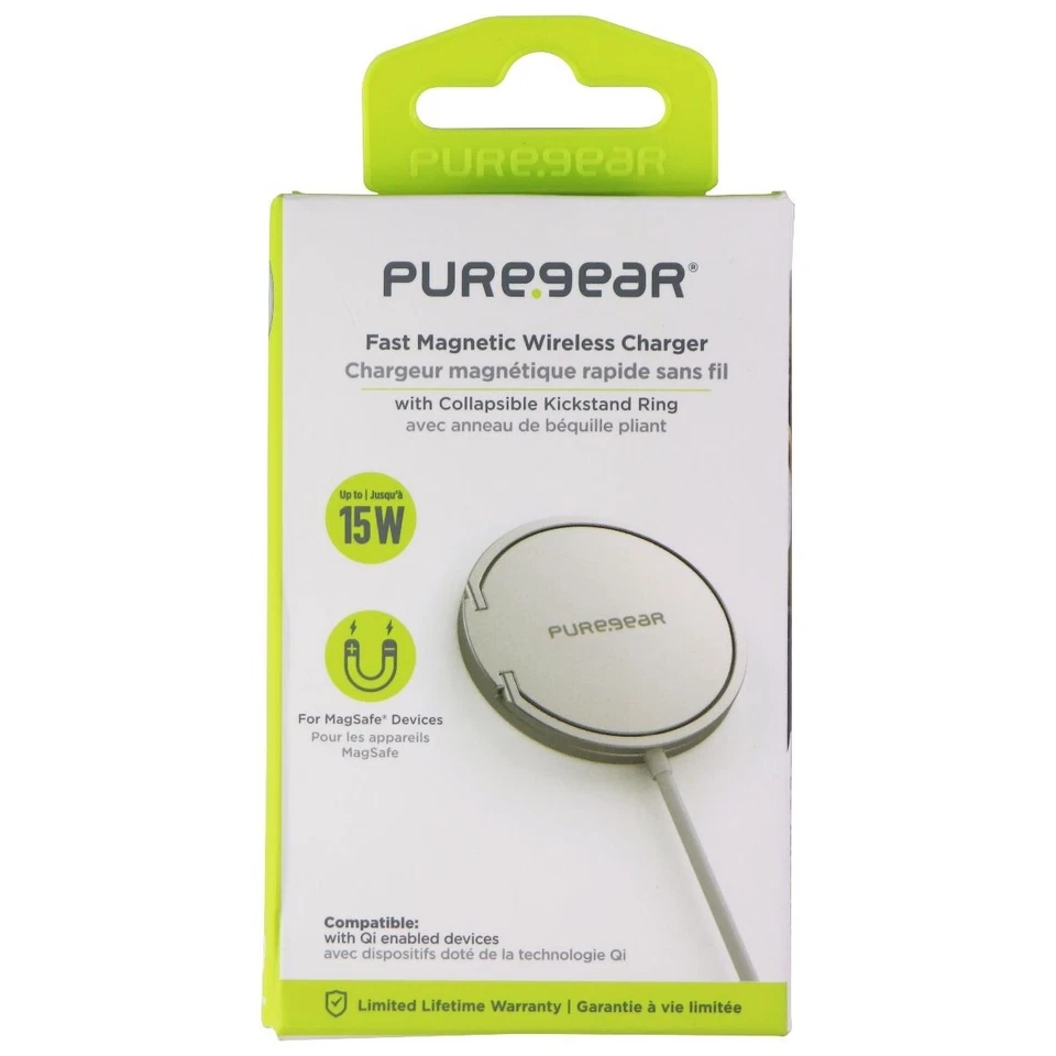 Cargador inalámbrico PureGear 15W magnético rápido (MagSafe) - plateado/blanco (63871PG) Foto 3 de 3