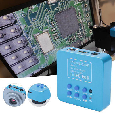 New HD 1080p HDMI Industrial Digital Video Microscope Camera C Mount USB Blue