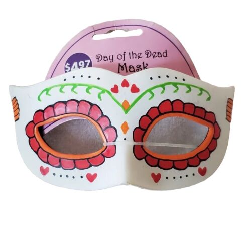 NEW! DAY OF THE DEAD Girls MASK w/STRAP Halloween Costume Accessory AGES 3+ - Picture 1 of 3