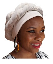 White Modu Hat Pre-tied Head Wrap DP3949PT
