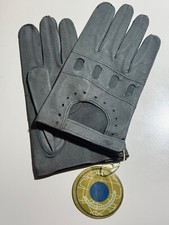 Vintage Luxury Men's Driving Gloves Genuine Soft Leather Black Stitches Size 9.5