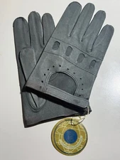 Vintage Luxury Men's Driving Gloves Genuine Soft Leather Black Stitches Size 9.5