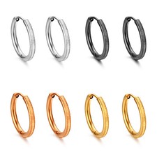 4 Pairs Stainless Steel Small Huggie Hoop Earrings Ear Stud Snap Closure 20MM