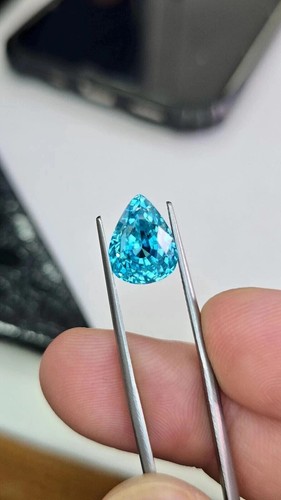10.10 Ct Certified Natural Paraiba Tourmaline Neon Blue Pear Loose Gemstone - Picture 3 of 6