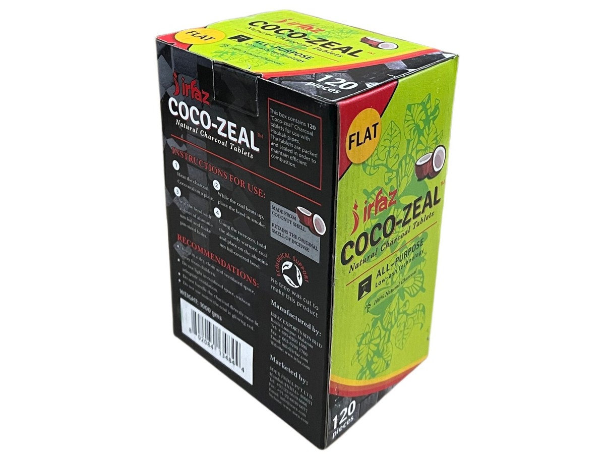 ＊＊COCO＊＊ Afzal Coco-Zeal Coconut Charcoal 120 Cubes Natural Hookah Coal